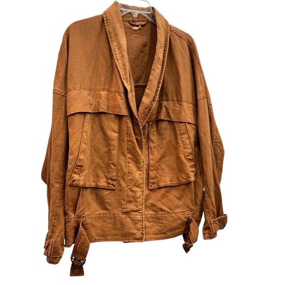 Free People Utility Cargo Jacket Burnt Orange Tan Sz M - Picture 6 of 15